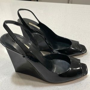 Miu miu Black patent wedge heels